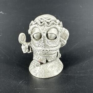 Vintage Hudson Pewter Metal Owl Princess with Mirror Figurine